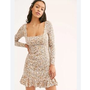 Free People Square Neck Floral Mini Dress Size 8